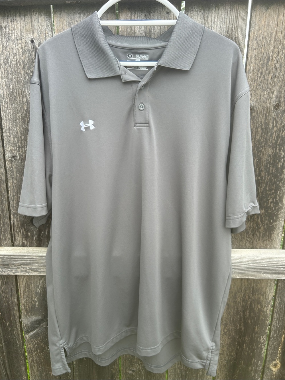 Under Armour HeatGear Grey Short Sleeve Golf Polo Shirt Men's 2XL EUC